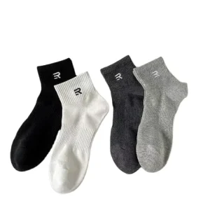 Embroidery Mesh Knitting Men’s Socks Custom Cotton Logo Sport Sock Men Ankle Socks Low MOQ