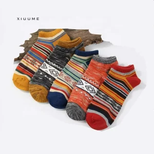 Ethical Wind Classic Striped Funky Colorful Ankle Men Casual Fun Socks Anti Slip Breathable Summer 100% Cotton