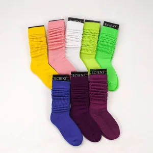 Extra Long High Quality Women’s Sleep Ruffle Scrunch Thick All Cotton Loose Custom Heavy Slouch Socks at Any Length Ladies