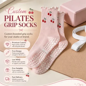 FREE DESIGN & MOCK-UP Custom Cotton Crew Pilates Grippy Socks Women Non Slip Pilates Sox Yoga Socks With Grip