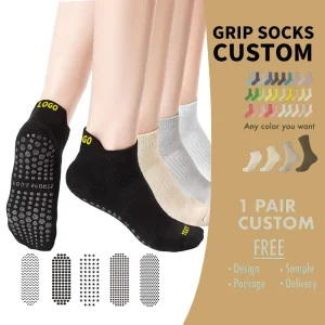 FREE DESIGN & MOCK UP Custom Logo Solid Color Ankle Cotton Grip Non Slip Yoga Pilates Sock Anti Slip Custom Yoga Socks for Women