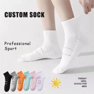 FREE DESIGN & MOCK UP High Quality Crew Men Athletic Socks Custom Basketball Thick Terry Sports Sock Cushion Grip Custom Socks