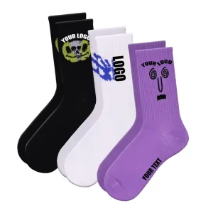 FREE DESIGN & MOCKUP High Quality Design Custom Logo Crew Sock Cotton Casual Dress Sox Custom Socks Men