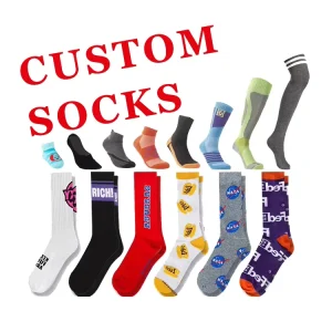 (FY) Design Your Own Crew Custom Cotton Print Embroidered OEM Socks Embroidery Logo Customize Custom Made Logo Sports Men Socks
