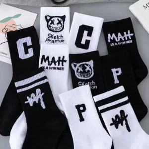Factory Bulk Custom Men’s Outdoor Simple Sports Socks Jacquard Embroidery Logo on Top Customize Cotton Socks