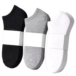 Factory Casual Ankle Crew Socks Sweat Absorbent Spring Summer White Black Grey Polyester Cotton Men’s Socks