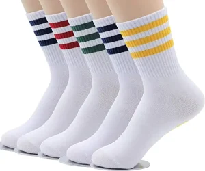Factory Custom Anti odor Breathable Unisex Striped Crew Socks Sport Socks For Summer