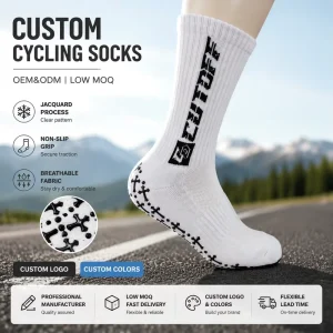 Factory Custom Crew Grip Socks LOW MOQ OEM ODM Quality Football Soccer Non Slip Breathable Cotton Spandex Eco-Friendly Sports