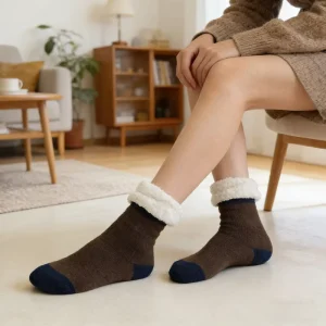 Factory Custom Design Anti-Slip Breathable Fashionable Soft Thick Winter Crew Length Knitted Daily Use Warm Women’s Socks