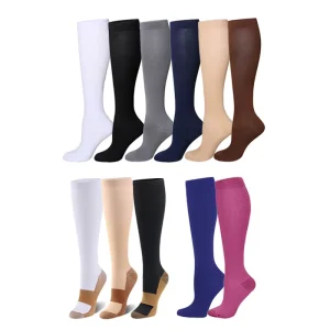 Factory Custom Knee High 20 30mmHg Circulation Support Sports Compression Socks Breathability Personalized Eco Friendly Bottom