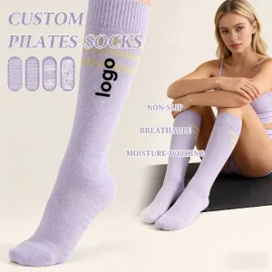 Factory Custom Logo Cotton Pilates Grip Socks Non Slip Breathable Yoga Crew Socks