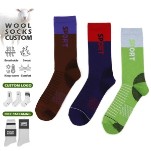Factory Custom Warm Sport Crew Socks Winter Wool Hiking Sock Breathable and Sweat Absorbing Thermal Wool Socks for Men Women