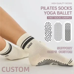 Factory Customized High Quality Colored Yoga Logo Socks Indoor Sports Fitness Anti slip Pilates Socks