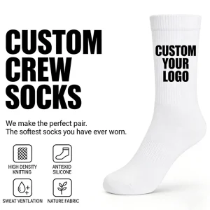 Factory Direct Sale 100% Cotton Crew Knitted Jacquard Cushion Socks Unisex Sports Custom Logo Socks