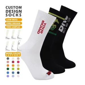 Factory Direct Sale Athletic Men’s Breathable Gym Sock Cotton Crew Sport Sock Custom Logo Knitted Socks for Men