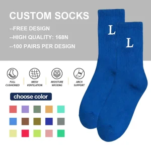Factory Direct Sale Customized Embroidery Socks With Logo Custom Cotton Men Crew Socks