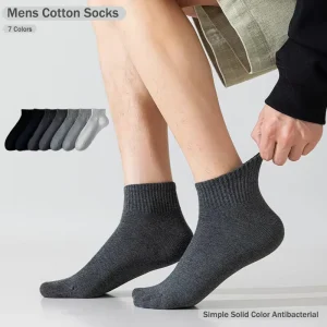 Factory High Quality Men’s Ankle Socks Antibacterial Breathable Deodorizing Cotton Socks Sport Casual Socks
