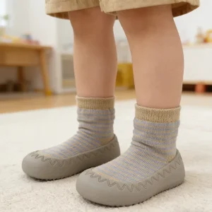 Factory Made Custom Cute Knitted Ankle Kids Socks Fashion Anti Slip Soft Rubber Sole Baby Floor Socks