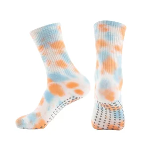 Factory OEM Custom Tie Dye Non Slip Grip Socks Gradient Yoga Pilates Trampoline Socks