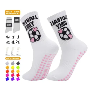 Factory Sale Children Anti Slip Grip Sock Sport Football Yoga Grip Sock Kids Youth Crew Grip Socks Custom Logo