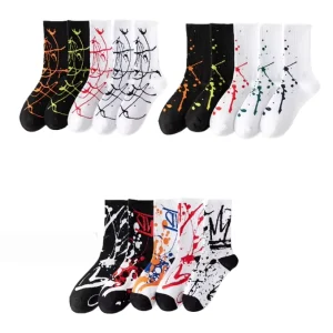Factory Sports Socks Graffiti Outdoor Sports Socks Men’s Middle Tube Combed Cotton Men’s Socks Custom Logo Happy