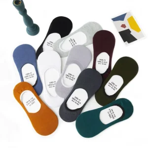 Factory Spring and Summer Men’s Solid Colour Boat Socks Shallow Non-slip Silicone Invisible Socks Men’s Cotton Casual