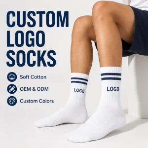 Factory Supply Retro Striped White Crew Sports Socks Soft Cotton Athletic Custom Logo Socks