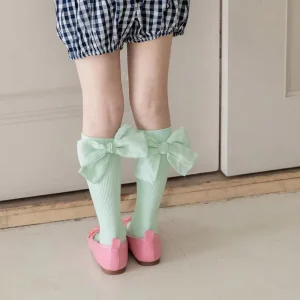 Fancy Designer Knee High Girls Ruffle Socks with Bows Children Sweet Candy Colorful Dress Princess Socks