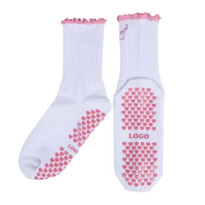 Fancy Non-Slip Yoga Cotton Sport High Quality Socks Casual Customized Socks Ruffled Pink Pilates Yoga Grip Socks