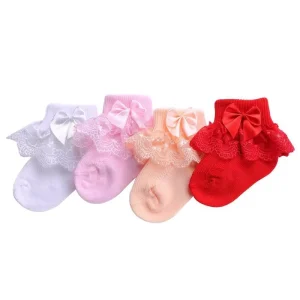 Fashion Ankle Newborn Infant Toddlers Soft Baby Socks Knitted Girls Cute Summer Lace Boot Socks Custom Logo Casual