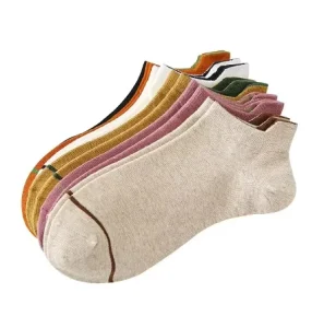 Fashion Casual Stripes Ladies Socks Custom Cotton Short Plain Ankle Socks for Women