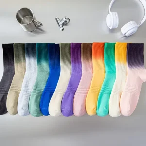 Fashion Colorful Unisex Cotton Tie Dye Custom Logo Men Sports Crew Socks