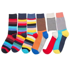 Fashion Crew Casual Color Striped Pattern Crew Socks Men Cotton Skirt Funny Comfortable Jacquard Socks