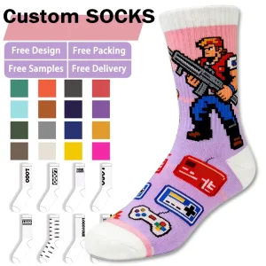 Fashion Custom Made Men’s and Women’s Dress Socks Colorful Cotton Bright Colored Business Socks