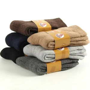 Fashion Design Thick Knitted Crew Fluffy Terry Men Winter Warm Wool Socks