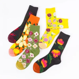 Fashion Fuzzy Socks Women’s Hosiery Autumn and Winter Flower Cotton Socks Crew Winter Womens Socks