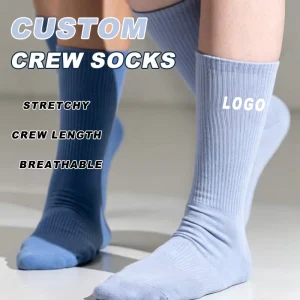 Fashion Geometric Print Crew Socks Custom Jacquard Embroidery Logo Soft Cotton Breathable Unisex Daily Sports Socks