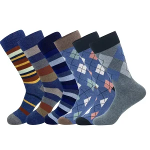 Fashion High Quality Casual Men Mid-calf Long Business Patterned Crew Cotton Office Formal Dress Socks