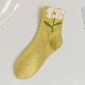 Fashion Korean Style Girl Dress Socks Tulip Incense Flowers Socks Women Cotton Comfortable Solid Color Socks