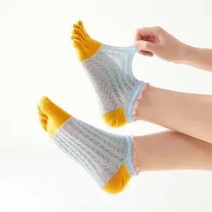 Fashion Mesh Ankle Women’s Five Toe Socks Custom Thin Cotton Toe Socks for Women