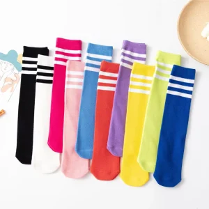Fashion Three Stripes Crew Spandex Cotton Kids Unisex Custom Digital Print Sport Knitted Eco Friendly Casual Tube Socks For