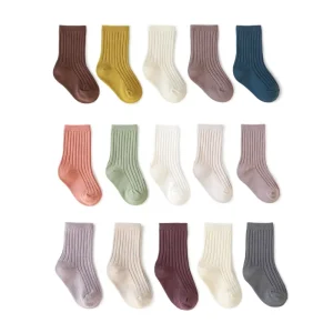 Fashion Toddler Infant Baby Kid Socks 0-8 Years Organic Soft Baby Combed Cotton Socks Stripe Baby Crew Socks Sets