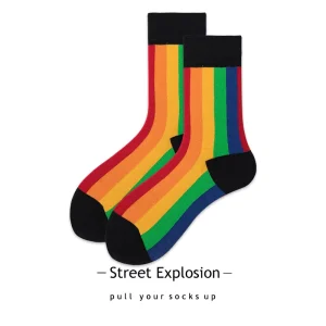 Fashionable Combed Cotton Crew Socks With Colorful Design High Quality Anti Slip Summer Season Logo Feature Men Women