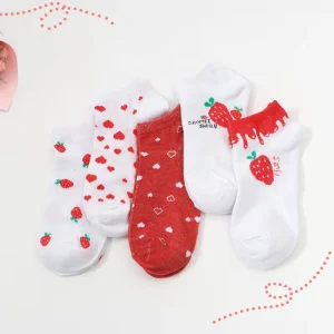 Fashionable One Size Low Cut Socks Cute Fruit Jacquard Designs Youthful Cotton Ankle Socks for School Girl Women