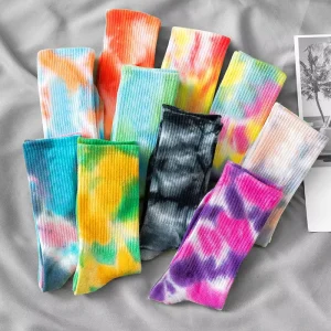Fashionable Tie Dye Crew Socks Men Women Unisex for Basketball Football Skateboard Street Style Sport Socks