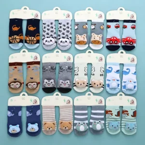 Fast Ship Infant Cotton Socks Baby Floor Socks Elastic Soft Cute 3D Animal Socks Set for Baby Daily Crawl
