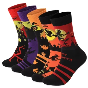 Festive Halloween Thermal Crew Socks Moisture Wicking Odor Resistant Unisex Socks for Holiday Sports Casual Wear
