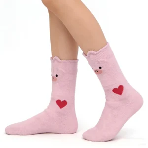 Fine spun Half Velvet Floor Socks Warm Socks with Adorable Animal Jacquard & Cute Little Ears for Floor Use