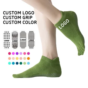 Five Toe Socks Cotton Custom Logo 5 Fingers Customized Anti Slip Grip Plain Classic Ankle Toe Socks for Women