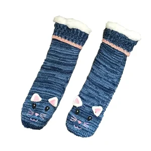 Fleece Lined Cabin Socks Thermal Plush Slipper Socks with Fur Cuff OEM ODM Knitted Winter Crew Socks